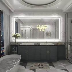 New 72 in. W x 36 in. H Large Rectangular Frameless Double LED Lights Anti-Fog Bathroom Vanity Mirro