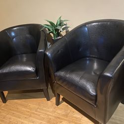 Italian Leather Arm Chairs (PAIR)
