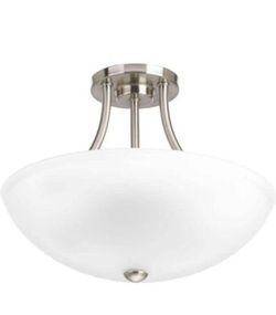 Progress Lighting Gather Collection 12.5 in. 2-Light Brushed Nickel Semi-Flush Mount

