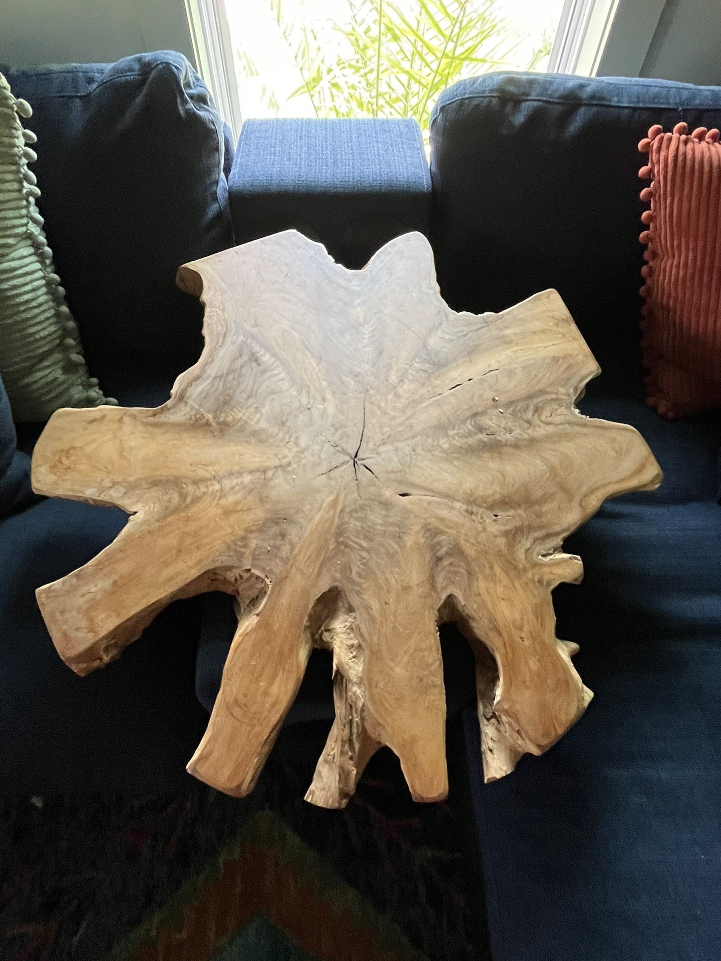Natural Teak Wood Slab Table Top Live Edge DIY for Coffee Side End Tab Rustic