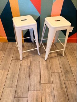 White Metal Bar Stools