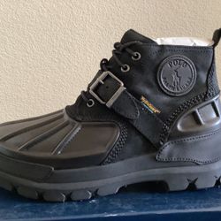 NEW MENS POLO RALPH LAUREN OSLO LOW -BO-CSL BLACK LEATHER POLO BOOTS Sz 8.5 