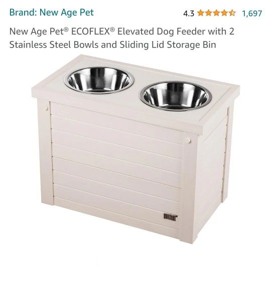 New age pet ecoFLEX piedmont double diner elevated dog bowls & storage