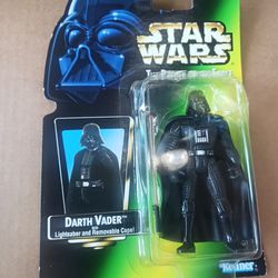 Star Wars "The Power Of The Force" Darth Vader Action Figure (Comes With Lightsaber & Removable Cape) -- (Error Lightsaber Not Red - Clear)