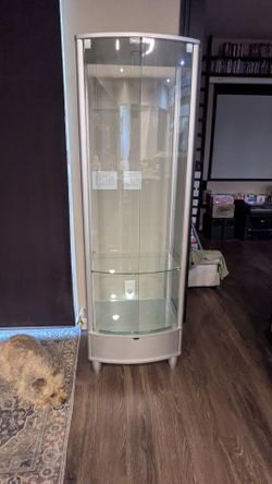 Glass and lighted display case cabinet
