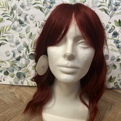 New wavy red wig with bangs