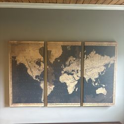 Wall Art - 3 Piece - Canvas - Old World Map 