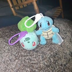 Bulba And Squirtle Keychain Plushies 