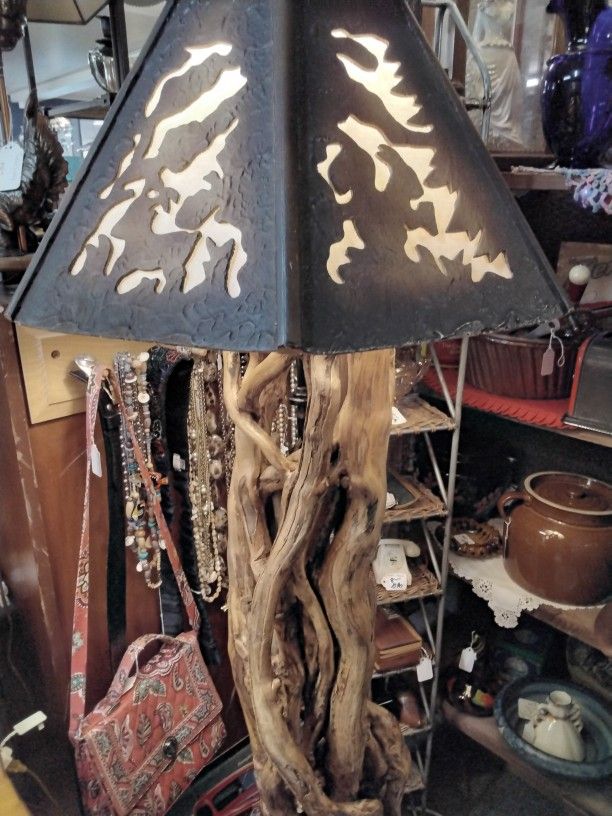 Hand Crafted Driftwood Lamp Located In Shelton