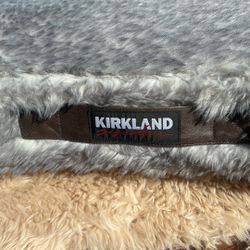 Gray Round Fluffy Dog Bed