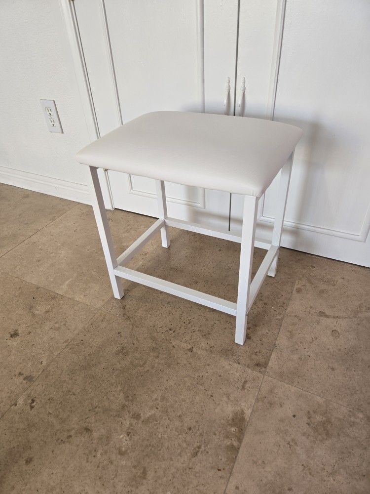 New White Vanity Desk Stool