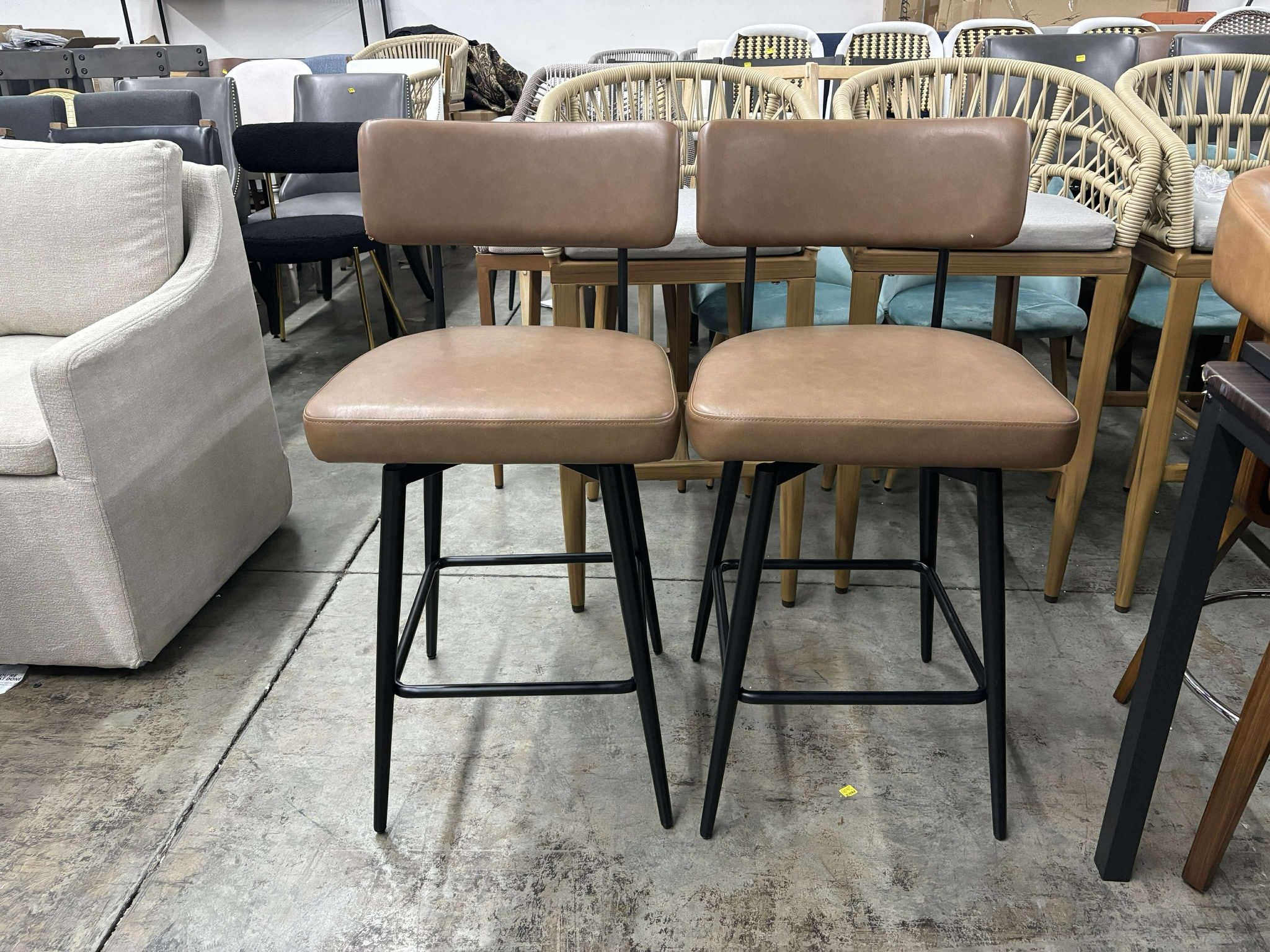 CHITA Swivel Counter Height Bar Stool Chairs Set of 2, 27.4" Faux Leather Upholstered Counter Stools