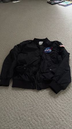 H&M NASA Logo Patch Streetwear Bomber Jacket Size Medium