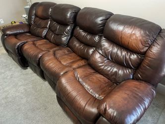 9 feet Leather Recliner Sofa 4 seats brown sofa reclining sofa