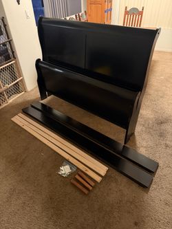 Full/Queen Wooden Bed Frame and Side Table