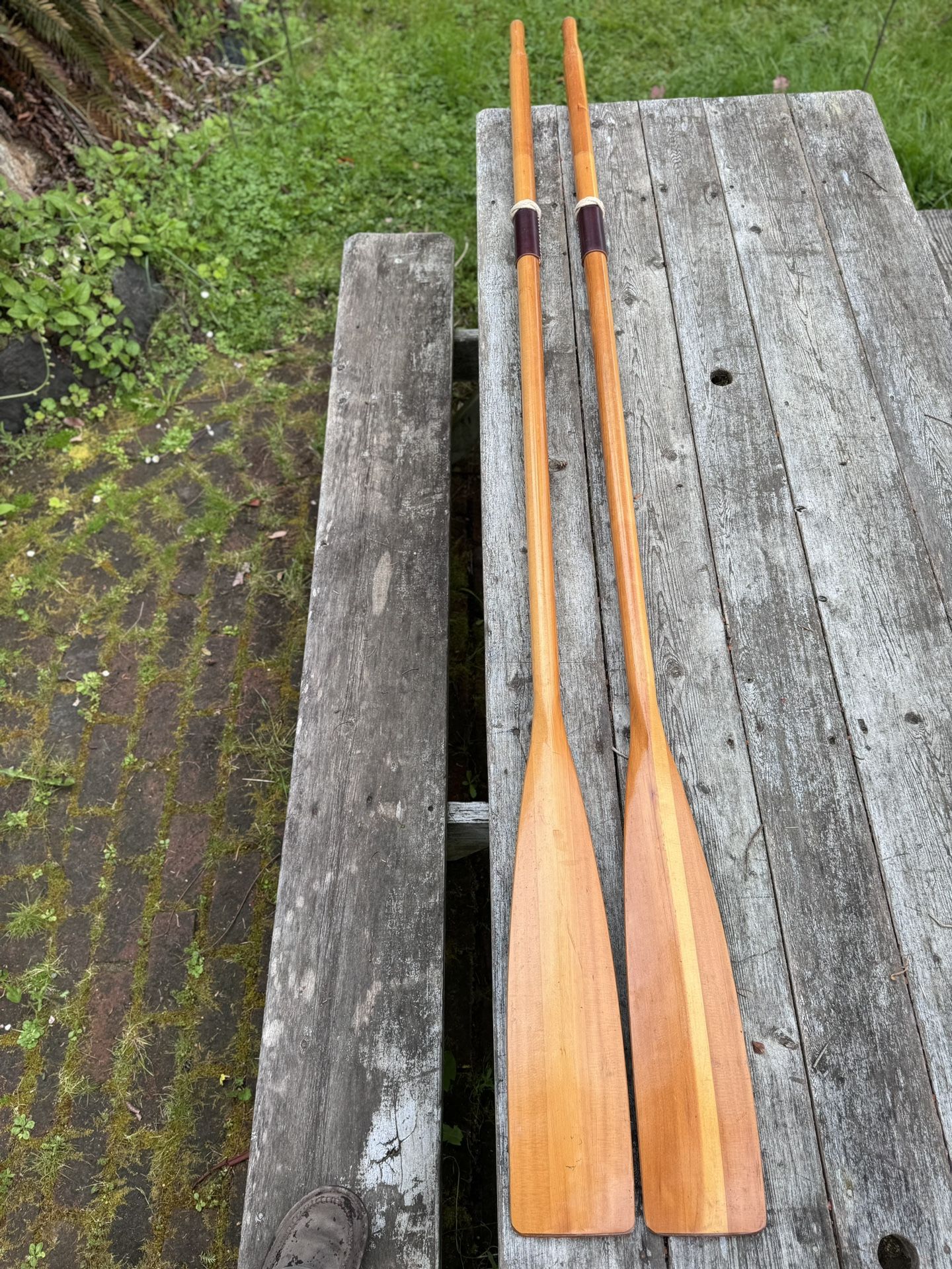 Wherry whitehall skiff rowing boat spruce oars 8ft concave spoons leather collars by Barkley Canada