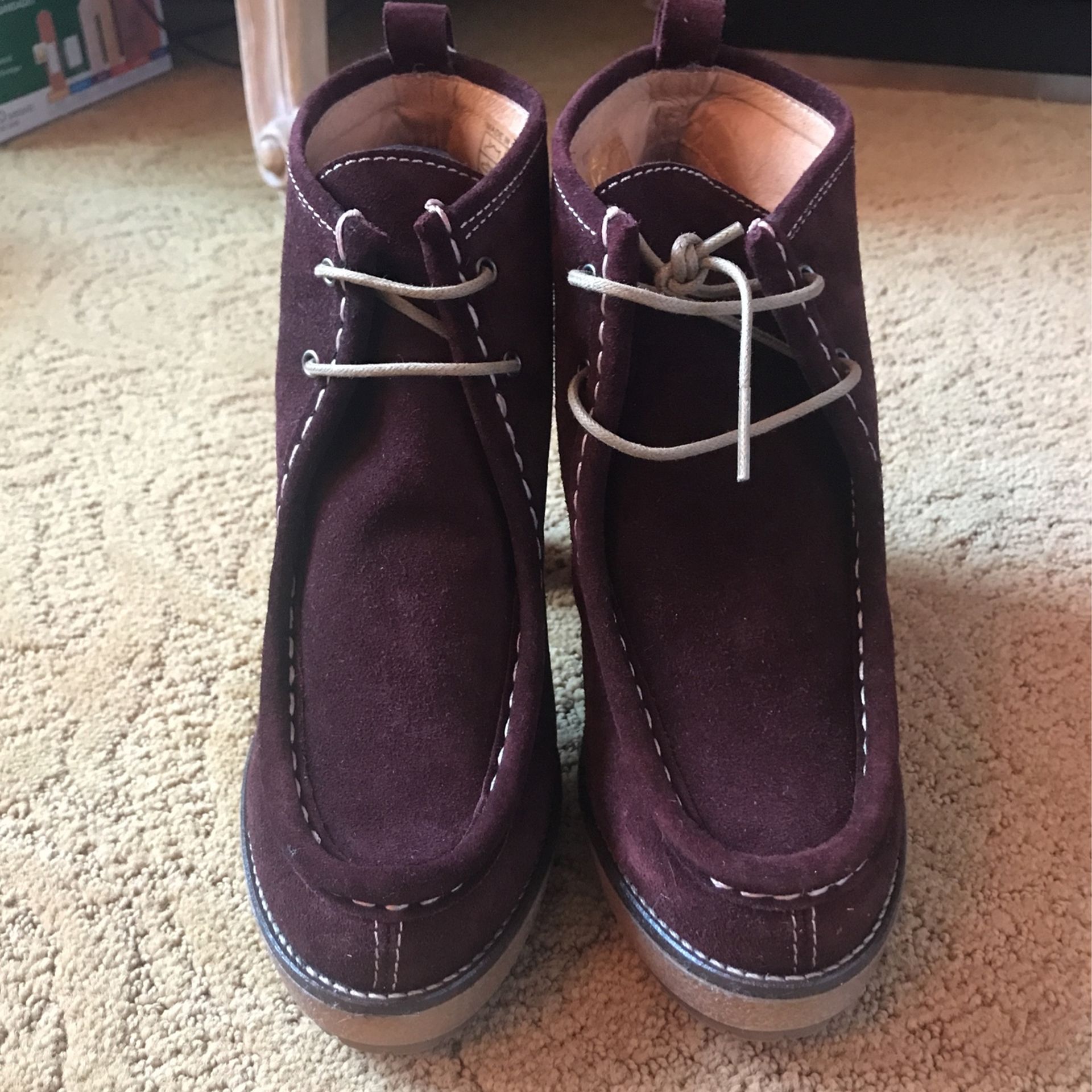 George J. Love Suede Leather Heel Boots Size 37 New