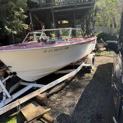 19’ Inboard Motor Boat And Trailer