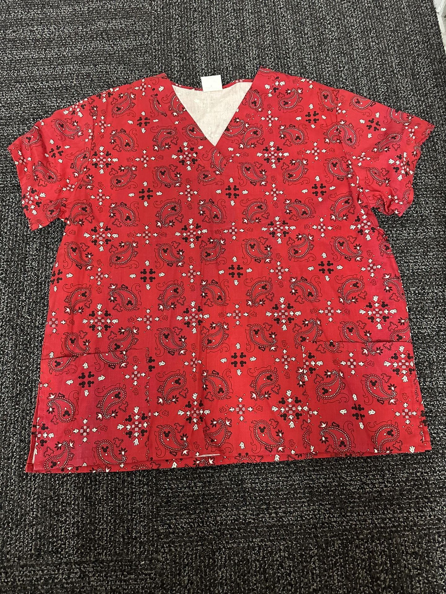 Scrub Top women size L Large by Bless-U Red