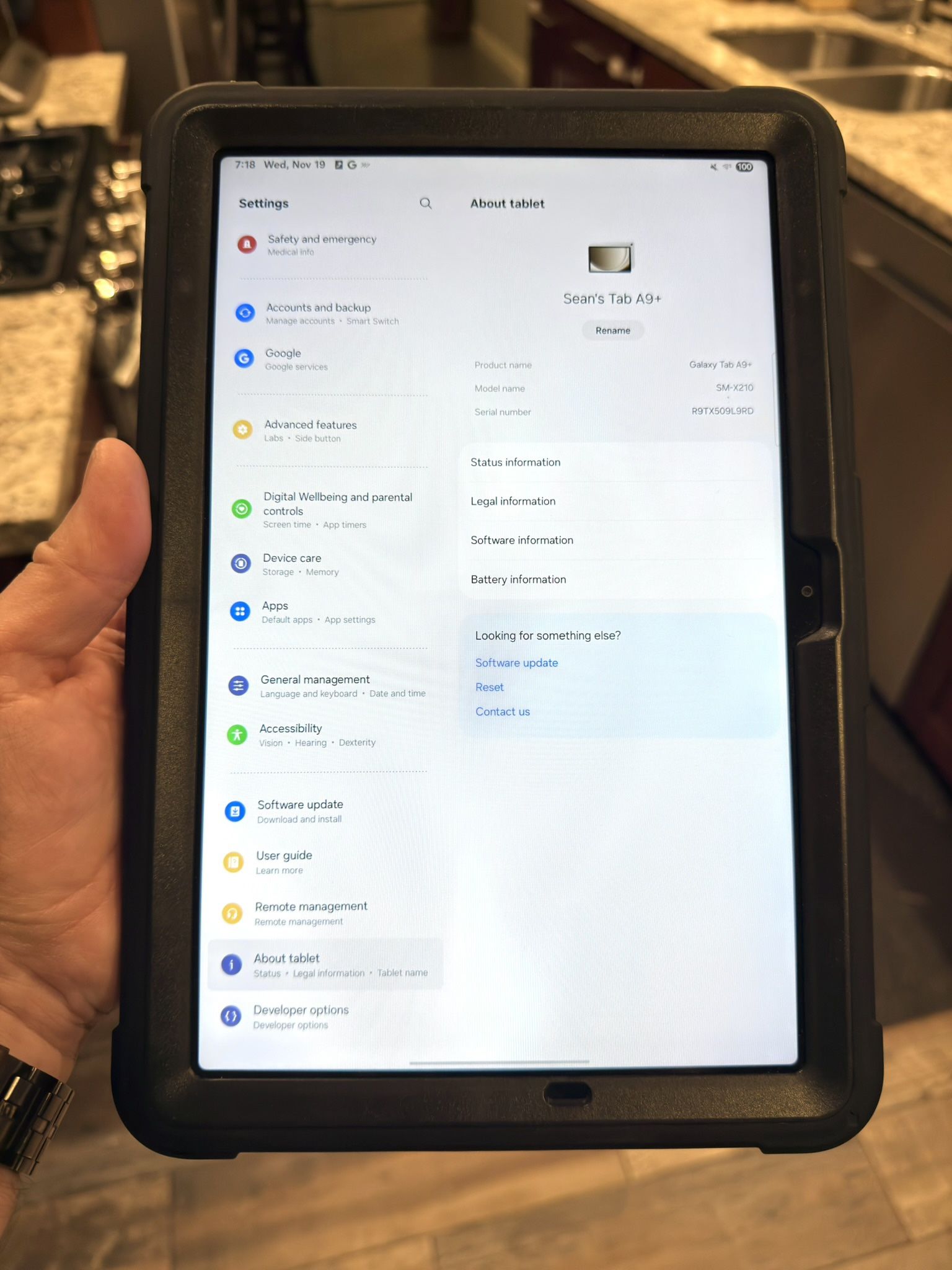 Samsung Galaxy Tab A9+ with rugged case / stand