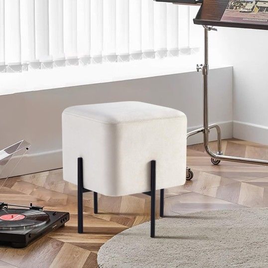 Modern Vanity Stools Ottomans Foot Stool Square Velvet Ottoman Stool