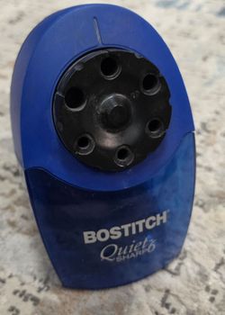 Bostitch QuietSharp electric pencil sharpener, blue