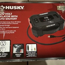 New HUSKY 120 VOLT INFLATOR WITH AUTO SHUTOFF