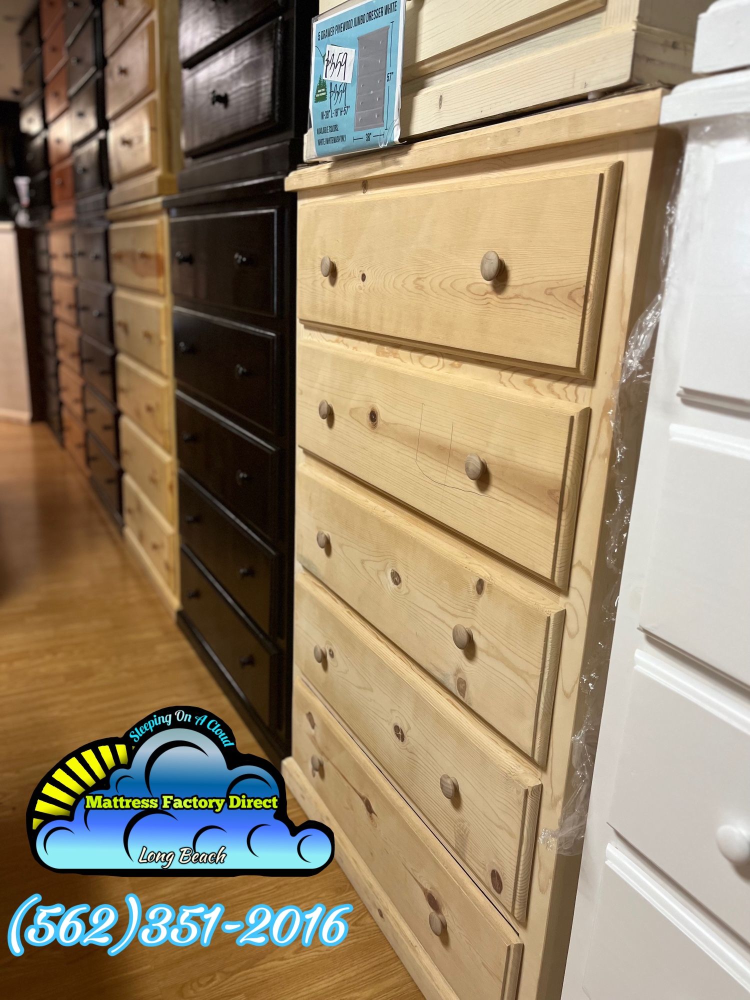 Pinewood Natural 2 Knob Chest Dresser Cajonera Pino Madera Sólida 