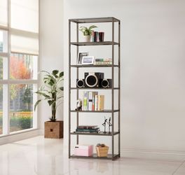 6 Shelf Bookcase In Black and Nickel! Lowest Prices Ever!