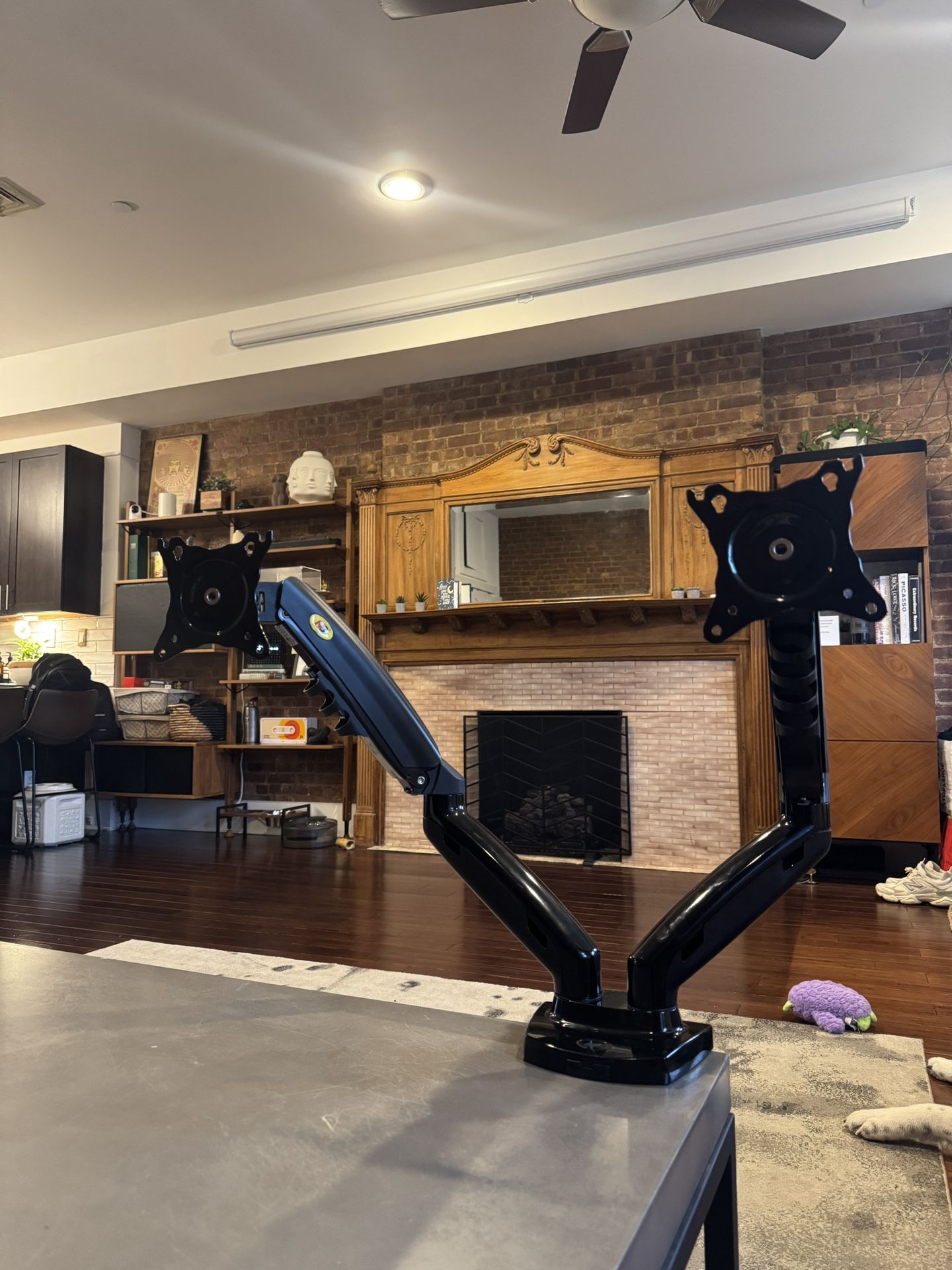 Dual monitor arm