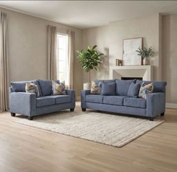 Brand New Blue Sofa And Love Seat