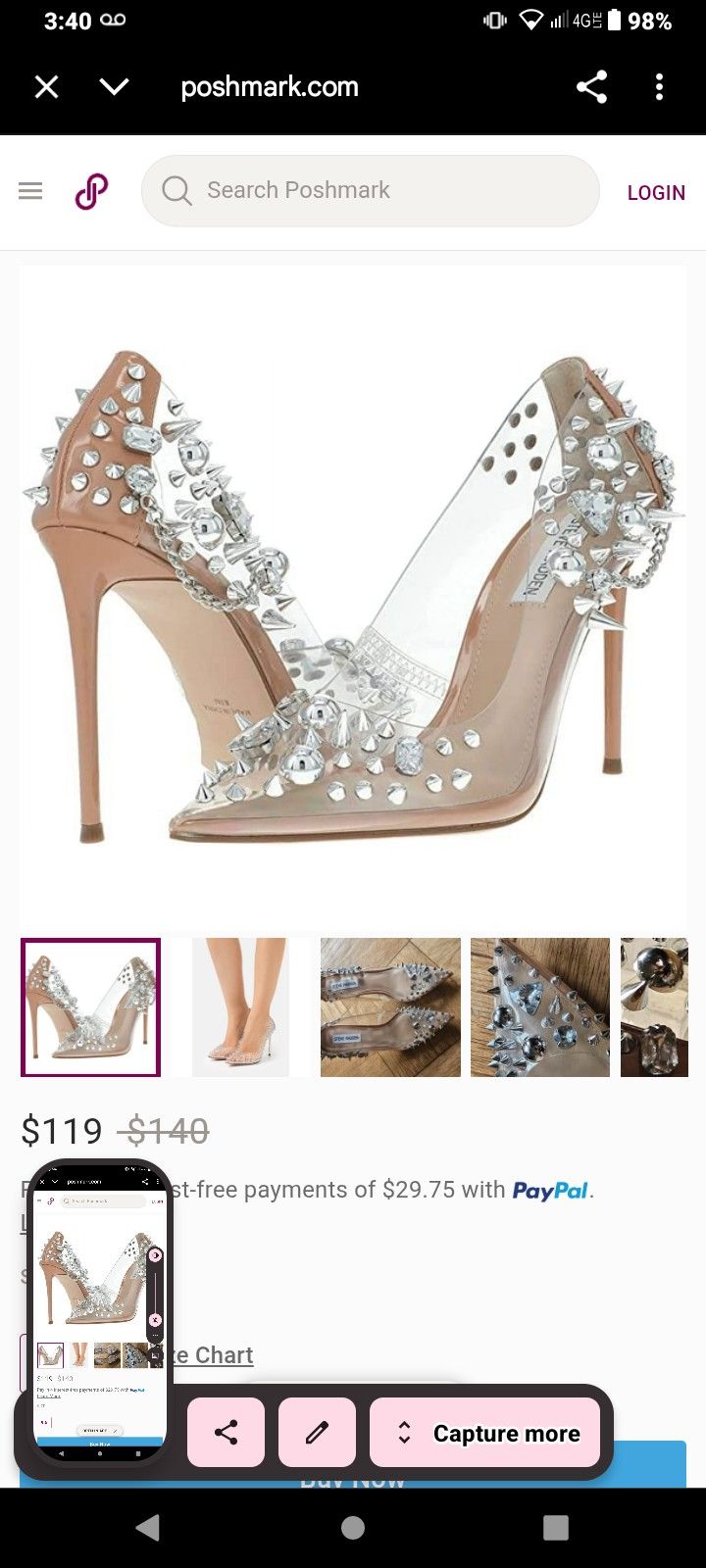 Steve Madden Tan And Silver Veronica Crystal Studded Heels 