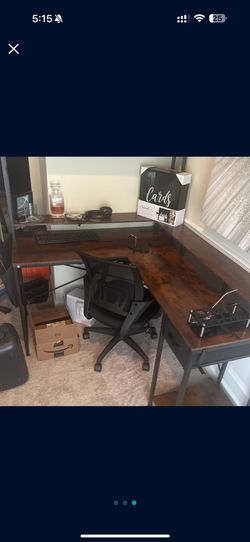 Rustic Brown Computer Desk With LED LIGHTS