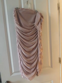 Blush pink ruched mini dress
