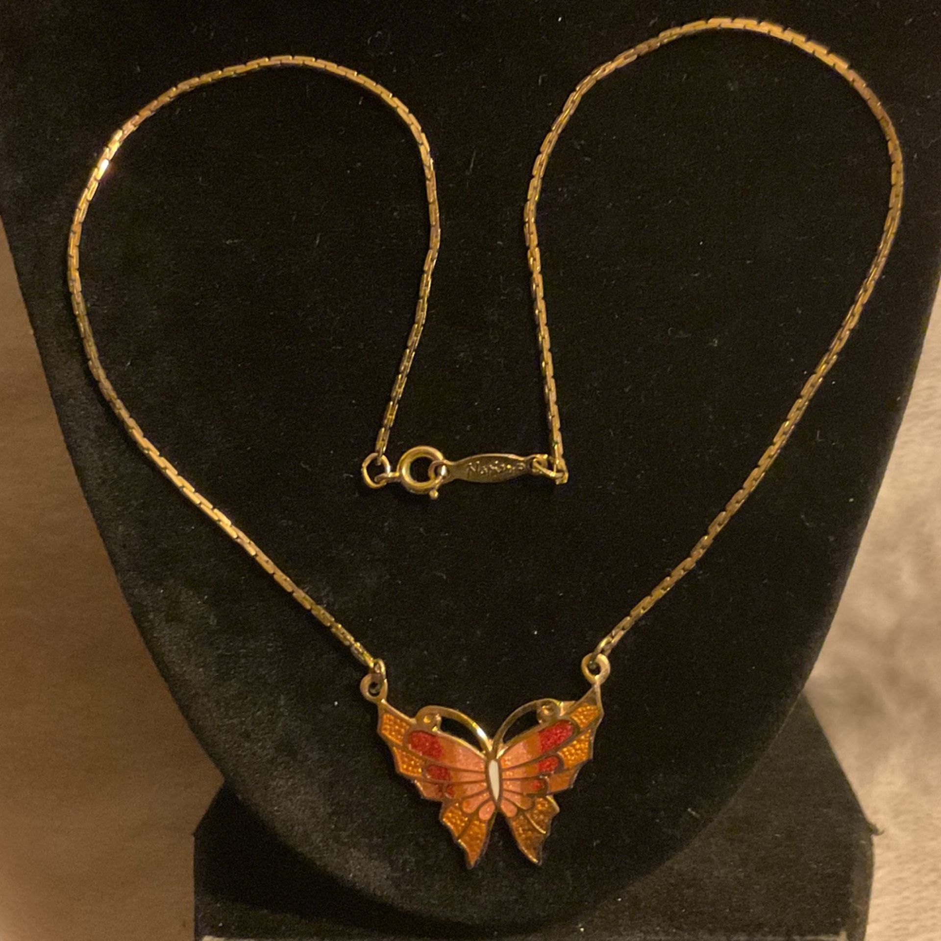16” Gold Necklace With Butterfly Pendant,by Napier 