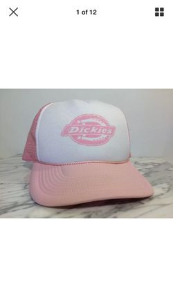 Dickies Pink & White Classic Rope Mesh Back SnapBack Trucker Hat Cap!