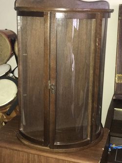 Vintage Curio Cabinet, Curved Glass bow front