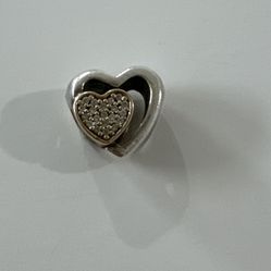 Authentic Pandora S925 ALE & 14K Gold Joined Together Charm W/ Clear Zirconia