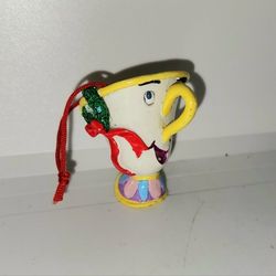 Vintage Disney Beauty and the Beast Chip Christmas holiday  mini ornament 