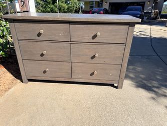 6-Drawer Wood Dresser in Gray-Brown Finish
