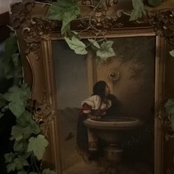 Woman drinking from a fountain