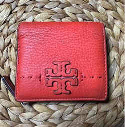 Tory Burch Red Leather Bifold Wallet