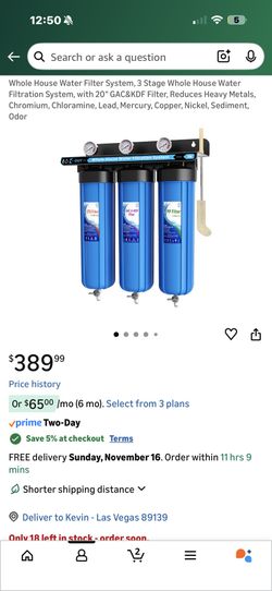 Whole House Water Filter System, 3 Stage Whole House Water Filtration System, with 20" GAC&KDF Filter, Reduces Heavy Metals, Chromium, Chloramine, Lea