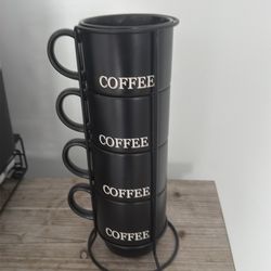 Coffee cups with holder