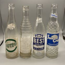Vintage Glass Bottles with Advertisement Lot Of 4 