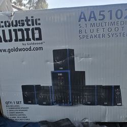 Acoustic Audio AA5102 Bluetooth Powered 5.1 Speaker System Home Theater Surround Sound TODAY ONLY. 