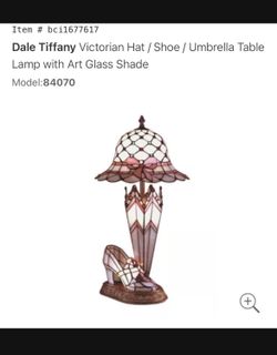 NEW - Dale Tiffany Victorian Hat / Shoe / Umbrella Table Lamp with Art Glass Shade