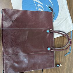 Gabs Burgundy Pebbled Leather Convertible Tote/Crossbody – Made in Italy – With Strap