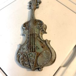 Cast iron violin, cool patina wall decor