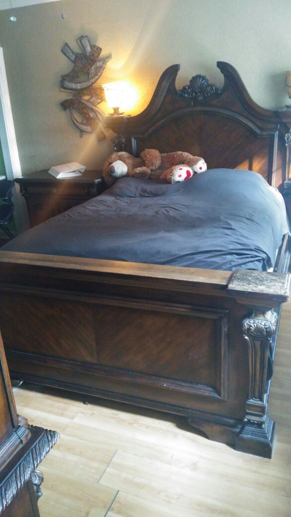 Real wood & marble Queen bedroom set